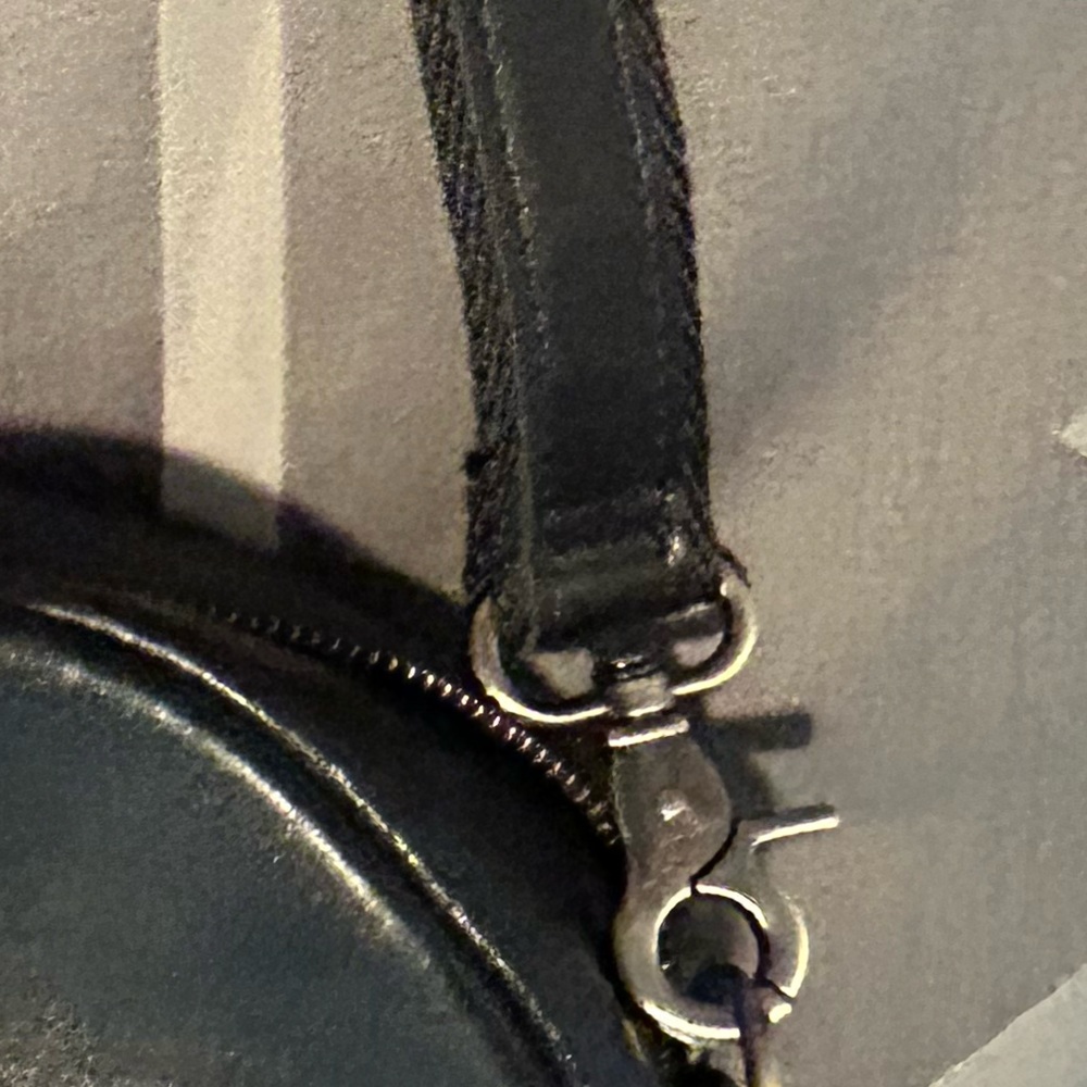 Elegant Black Round Leather Crossbody Bag by S-zone - Picture 10 of 11